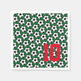 Guardanapo De Papel Bola de Futebol Branca Preta Verde NÚMERO Esportes