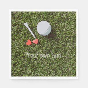 Guardanapo De Papel Bola de golfe e chás de amor com golfe verde'