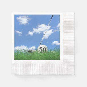 Guardanapo De Papel bola de golfe e clube para o aniversário de 30