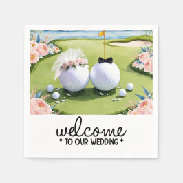 Guardanapo De Papel Bola de Golfe Noiva e Groom Bem-vindos ao nosso Ca