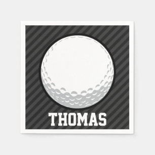 Guardanapo De Papel Bola de golfe; Preto & obscuridade - listras
