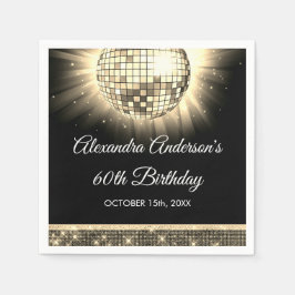 Guardanapo De Papel Bola Disco da Festa de aniversário 60 da Dourada d