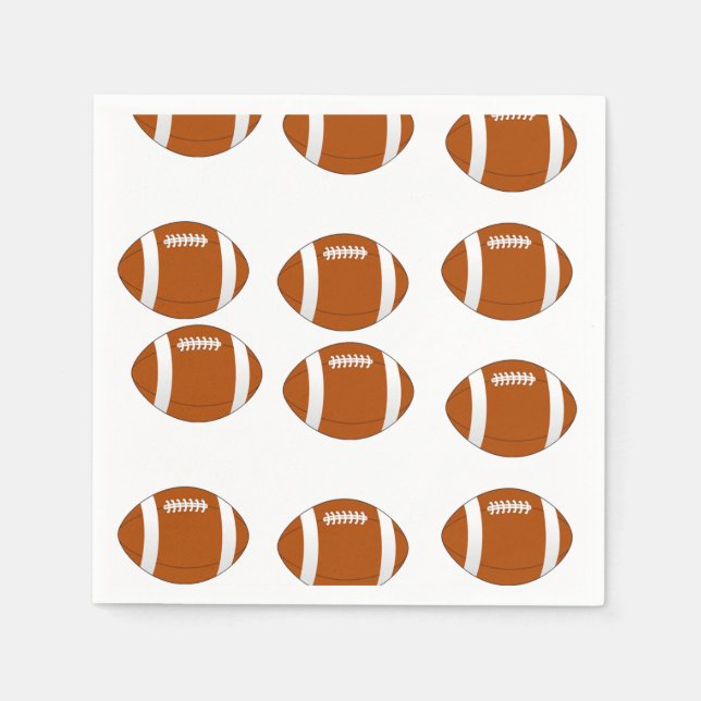 Guardanapo De Papel Bolas de futebol americano marrom em branco (Frente)