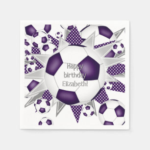 Guardanapo De Papel Bolas de futebol roxas celebram aniversário ou fes