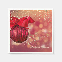 Guardanapo De Papel Bolas de Natal Vermelhas Empresa Bokeh