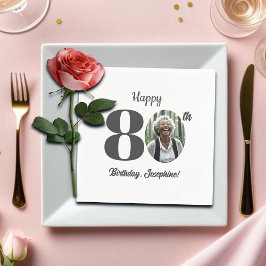 Guardanapo De Papel Bold 80th Birthday Party Photo