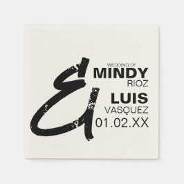 Guardanapo De Papel BOLD AMPERSAND Grunge Preto Branco Casamento   