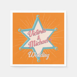 Guardanapo De Papel Bold Colorful Cowboy Ocidental Crachá do Xerife