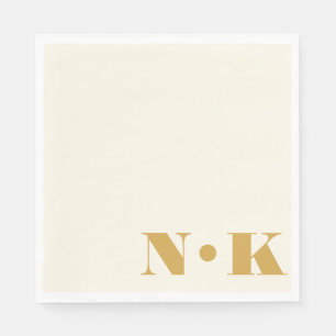 Guardanapo De Papel Bold Modern Monogramas Iniciais Amarelo Casamento