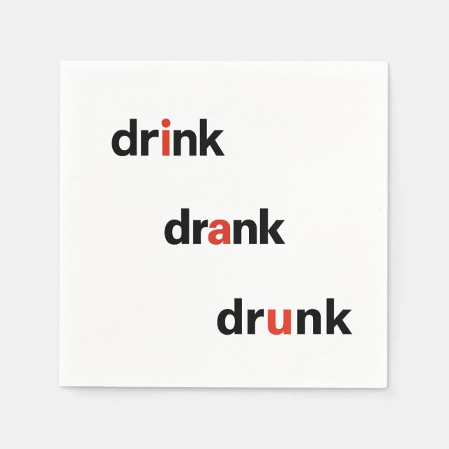 Guardanapo De Papel Bold Plain Drink Drank Drunk Spelled Out Cocktail (Frente)
