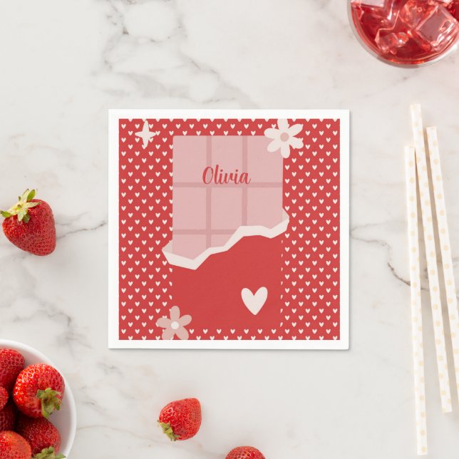 Guardanapo De Papel Bold Red Heart Love Design - Perfeito para Gi Pers (Insitu)