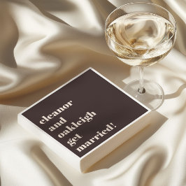 Guardanapo De Papel Bold Typography Fun Brown Custom Modern Wedding