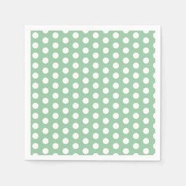 Guardanapo De Papel Bold White Polka Dots on Sage Green 