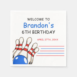 Guardanapo De Papel Boliche Vermelha e Azul Jogada no Aniversário da 6