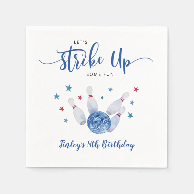 Guardanapo De Papel Boliches Atacam Um Rapaz Divertido Aniversário (Frente)