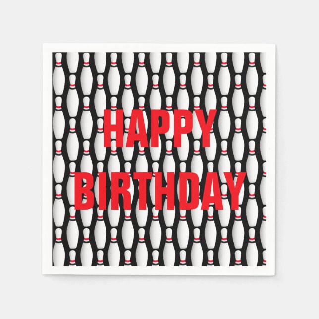 Guardanapo De Papel boliches de aniversário em preto (Frente)