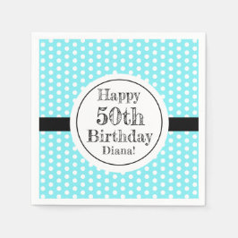 Guardanapo De Papel Bolinhas Azuis E Brancas 50º Aniversário