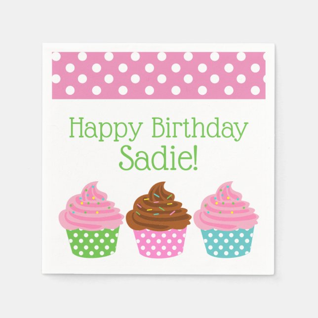 Guardanapo De Papel Bolinhas Cupcakes Partido Personalizado Napkins (Frente)