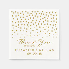 Guardanapo De Papel Bolinhas Dourada - Branco e Dourado - Casamento