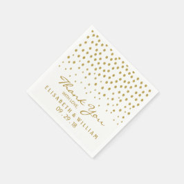 Guardanapo De Papel Bolinhas Dourada - Branco e Dourado - Casamento