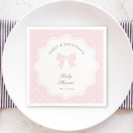 Guardanapo De Papel Bolinhas Elegante Arco Rosa Bebê Chá Bebê