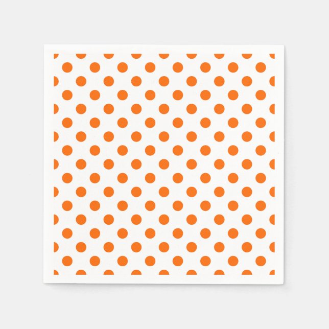 Guardanapo De Papel Bolinhas Laranja de Fundo Branco (Frente)
