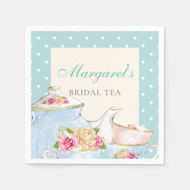 Guardanapo De Papel Bolinhas Personalizada do Bridal Tea Party (Frente)