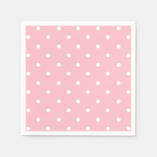 Guardanapo De Papel Bolinhas Rosa Branco (Frente)