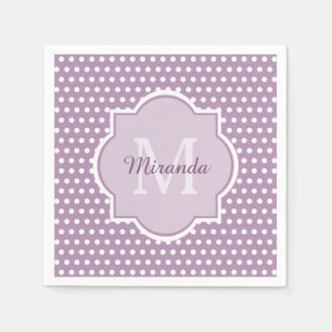 Guardanapo De Papel Bolinhas roxas monograma e nome da lavanda
