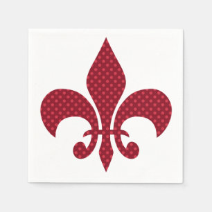 Guardanapo De Papel Bolinhas Vermelha Fleur de Lis