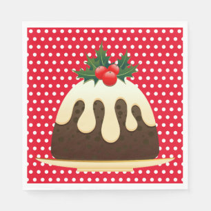 Guardanapo De Papel Bolinhas vermelha, pudim de Natal Napkins