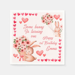 Guardanapo De Papel Bolinho de Coração Rosa Feliz Artigo de Aniversári