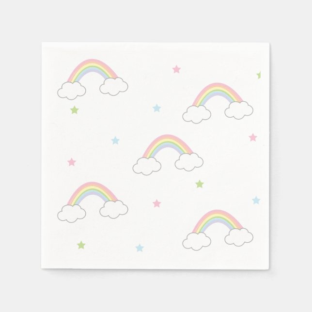 Guardanapo De Papel Bolo Arco-Íris Simples Pastel Aniversário (Frente)