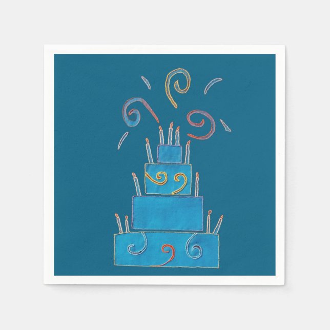 Guardanapo De Papel Bolo azul (Frente)