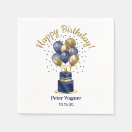 Guardanapo De Papel Bolo Balão Azul Marinho de 50.º aniversário