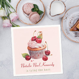 Guardanapo De Papel Bolo Cereja Laço Rosa Coquette Garota Chique Estét