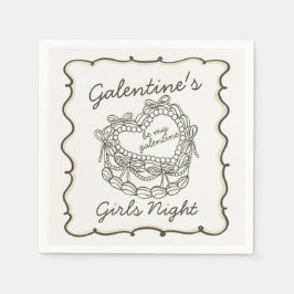 Guardanapo De Papel Bolo Coquette Coração Retro Laço Bege Galentines