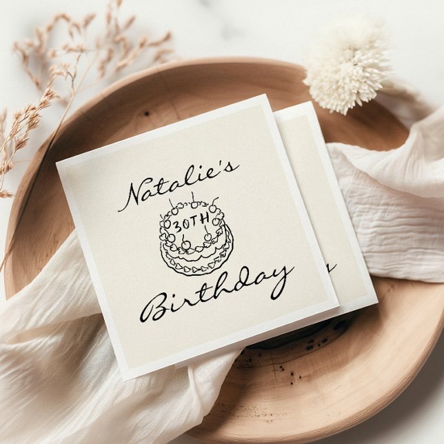 Guardanapo De Papel Bolo De 30 Retrô Desenhado À Mão Trinta E Divertid (Criador carregado)