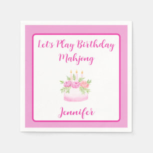 Guardanapo De Papel Bolo de Aniversário Aquarela PERSONALIZADO Mahjong