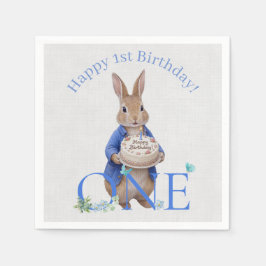 Guardanapo De Papel Bolo de Aniversário Clássico Coelho Primeiro Anive