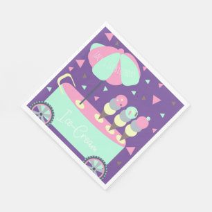 Guardanapo De Papel Bolo de Aniversário Confete Stand de Sorvete Roxo