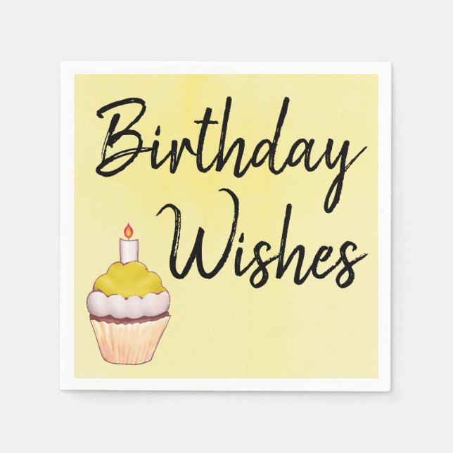 Guardanapo De Papel Bolo de Aniversário Cupcake Amarelo (Frente)