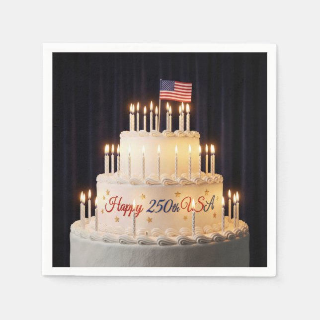 Guardanapo De Papel Bolo de Aniversário de 250 anos dos EUA com Bandei (Frente)