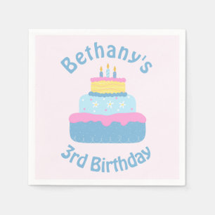 Guardanapo De Papel Bolo de Aniversário de criança Bolo de Três Velas