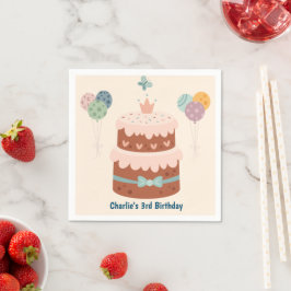 Guardanapo De Papel Bolo de aniversário de Pastel Cream com balões