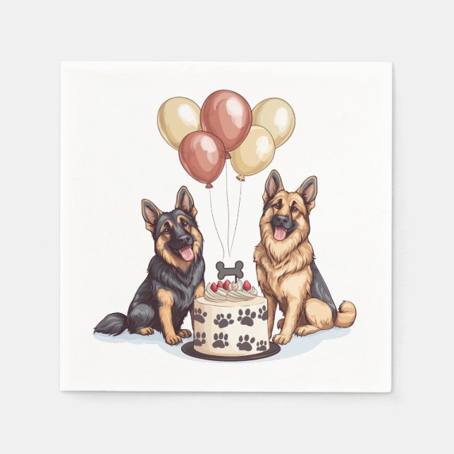 Guardanapo De Papel Bolo de Aniversário do German shepherd (Frente)