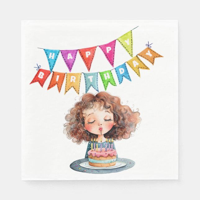 Guardanapo De Papel Bolo de Aniversário Feliz (Frente)