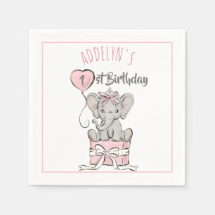 Guardanapo De Papel Bolo de Aniversário Infantil Elefante Princesa Ros