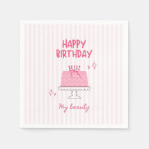 Bolo de Aniversário Rosa Fofo "Feliz Aniversário M