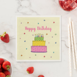 Guardanapo De Papel Bolo de Aniversário Vela Caprichosa